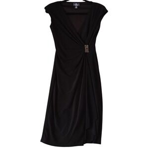 American Living Dress Sz NYE Ruched Whimsigoth Midi Elegant Formal Black